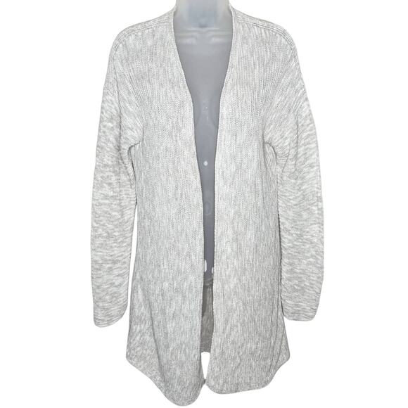 TAHARI oatmeal linen blend ribbed open long line cardigan women's size large - Picture 2 of 6